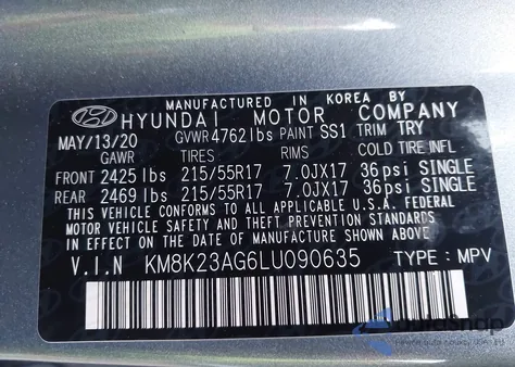 2020 Hyundai Kona Electric Sel z USA, uszkodzony, nr VIN KM8K23AG6LU090635
